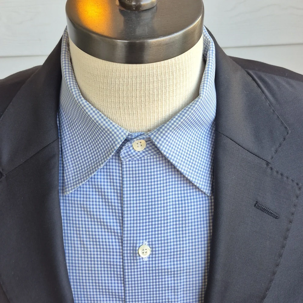 DANIEL CREMIEUX Black Dark Grey Loro Piana Super 170s Wool Sz 46 R Sport Coat - Picture 2 of 8